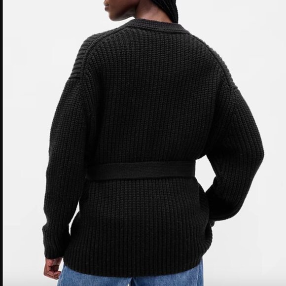 NWT GAP Cotton-Blend Wrap Cardigan Sweater in Black - Picture 13 of 13